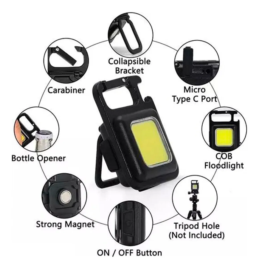 MINI LINTERNA LLAVERO IMAN LED COB ABRIDOR !! COLOR DE LA LINTERNA NEGRO COLOR DE LA LUZ BLANCO - 2