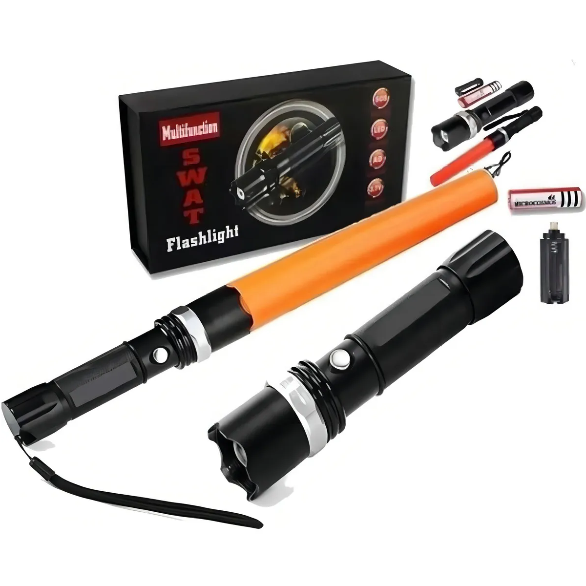 LINTERNA LED TACTICA ZOOM CREE Q5 RECARGABLE CAZA SWAT LINTERNA NEGRO LUZ BLANCO ALTA POTENCIA - 3