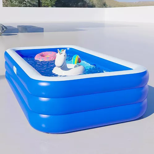 PISCINA INFLABLE RECTANGULAR + INFLADOR 210X140X60 CM AZUL - 8