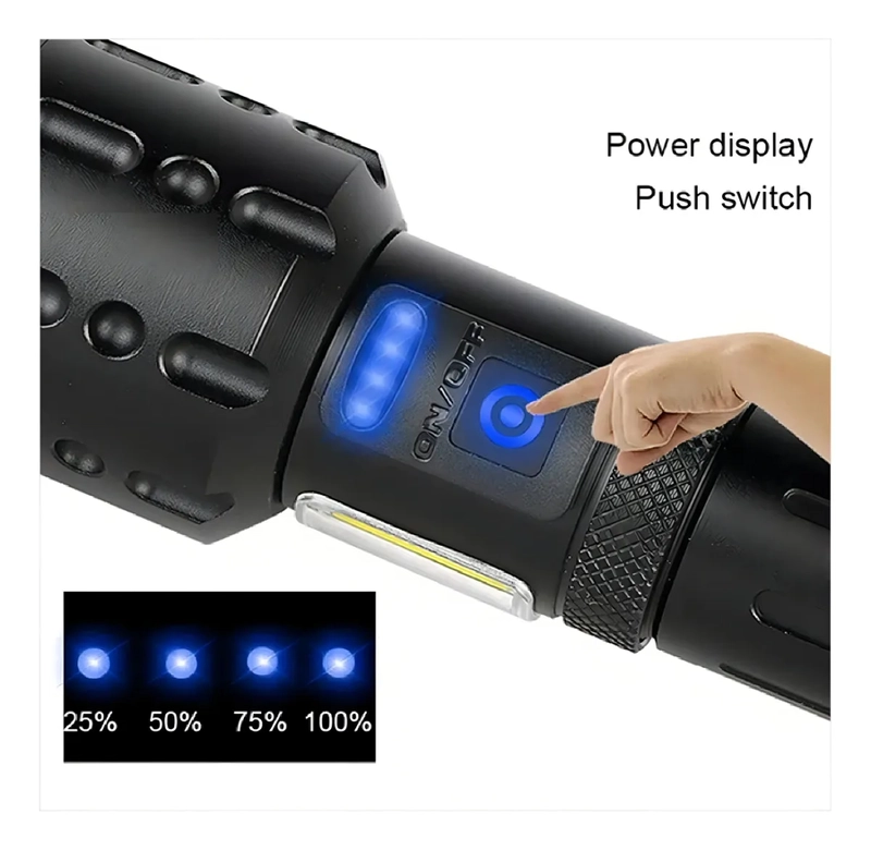 POTENTE LINTERNA CON ZOOM LED XHP90, POWER BANK 7 MODOS COLOR DE LA LINTERNA BLANCO HIELO COLOR - 3