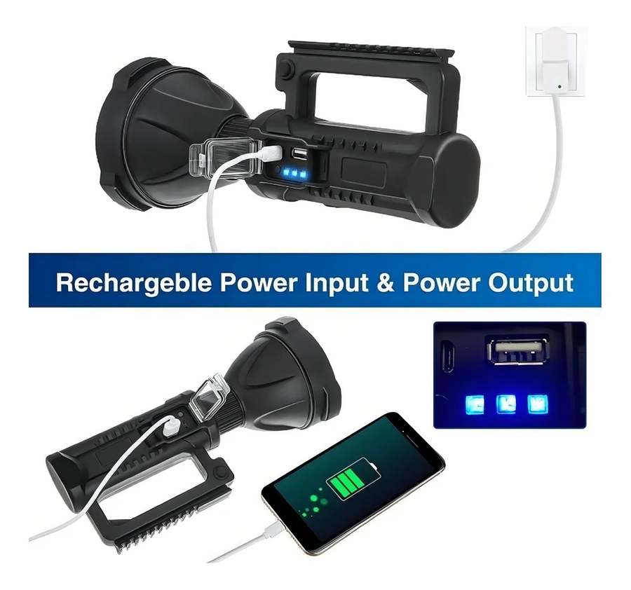 LINTERNA RECARGABLE USB LINTERNAS TACTICAS CAZA MAS TRIPODE FOCO LINTERNA LED RECARGABLE - 2