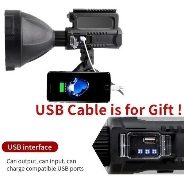 LINTERNA RECARGABLE USB LINTERNAS TACTICAS CAZA MAS TRIPODE FOCO LINTERNA LED RECARGABLE - 4