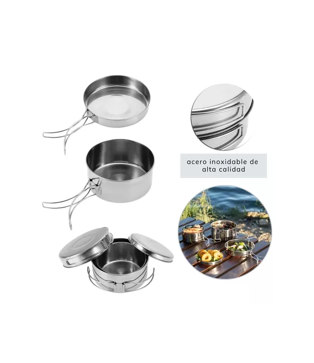 CAMPING OLLAS COCINA ACCESORIOS COLOR PLATA - 4