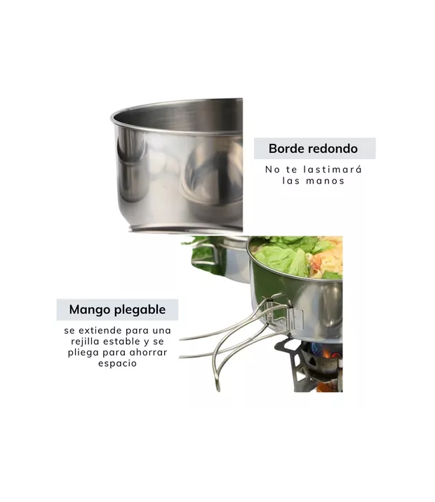 CAMPING OLLAS COCINA ACCESORIOS COLOR PLATA - 5
