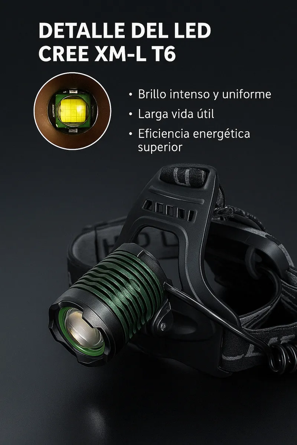 PACK X2 LINTERNA CABEZA LED LINTERNAS DE CAZA CAMPING 503 LINTERNA NEGRO / LINTERNA RECARGABLE - 2