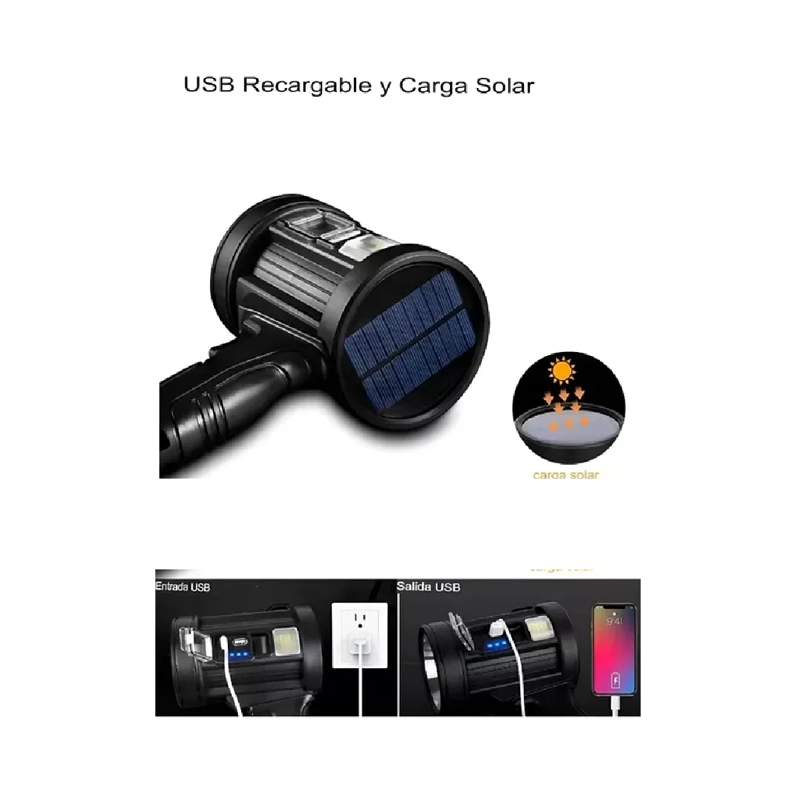 LINTERNA DE MANO LED SPOT LIGHT FOCO 90000 LUMENES Y COLOR DE LA LINTERNA NEGRO COLOR DE LA LUZ - 3