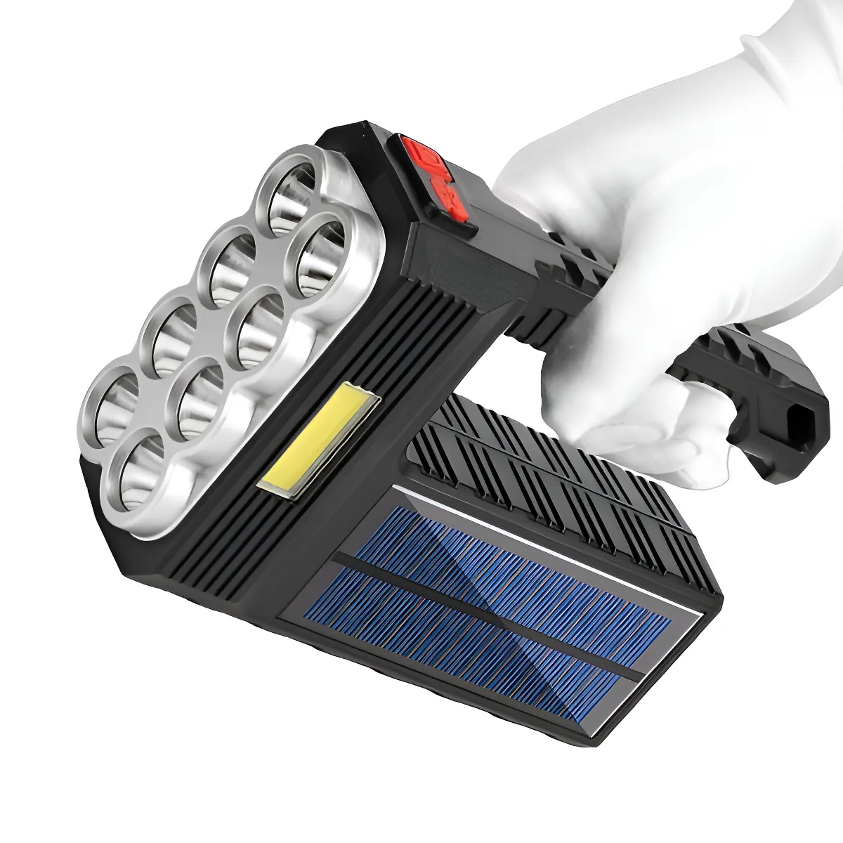 LINTERNA DE MANO PORTATIL 8 LED RECARGABLE SOLAR USB CAMPING COLOR DE LA LINTERNA NEGRO COLOR - 2