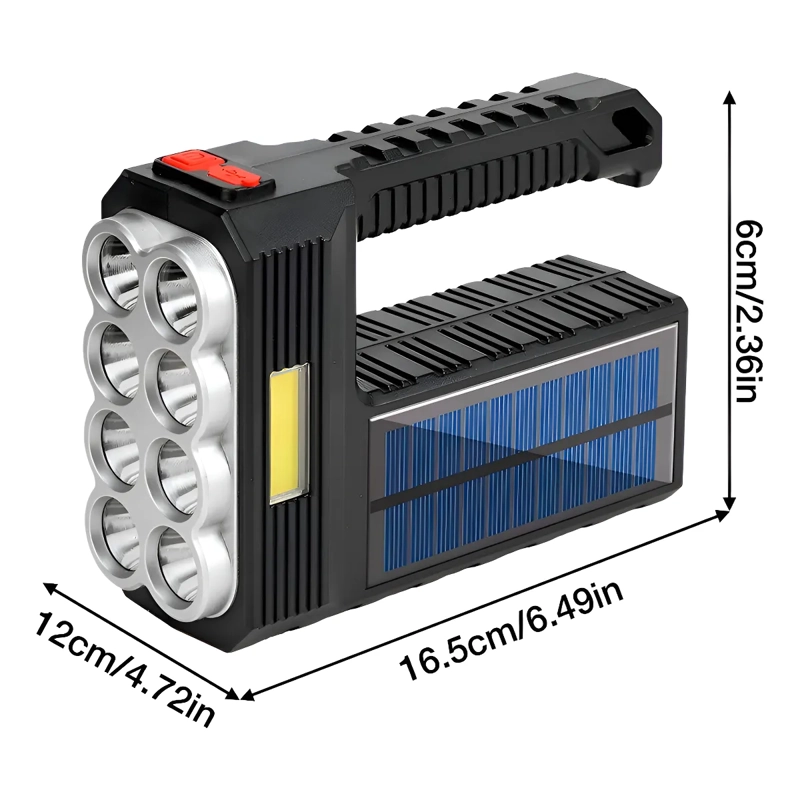 LINTERNA DE MANO PORTATIL 8 LED RECARGABLE SOLAR USB CAMPING COLOR DE LA LINTERNA NEGRO COLOR - 4