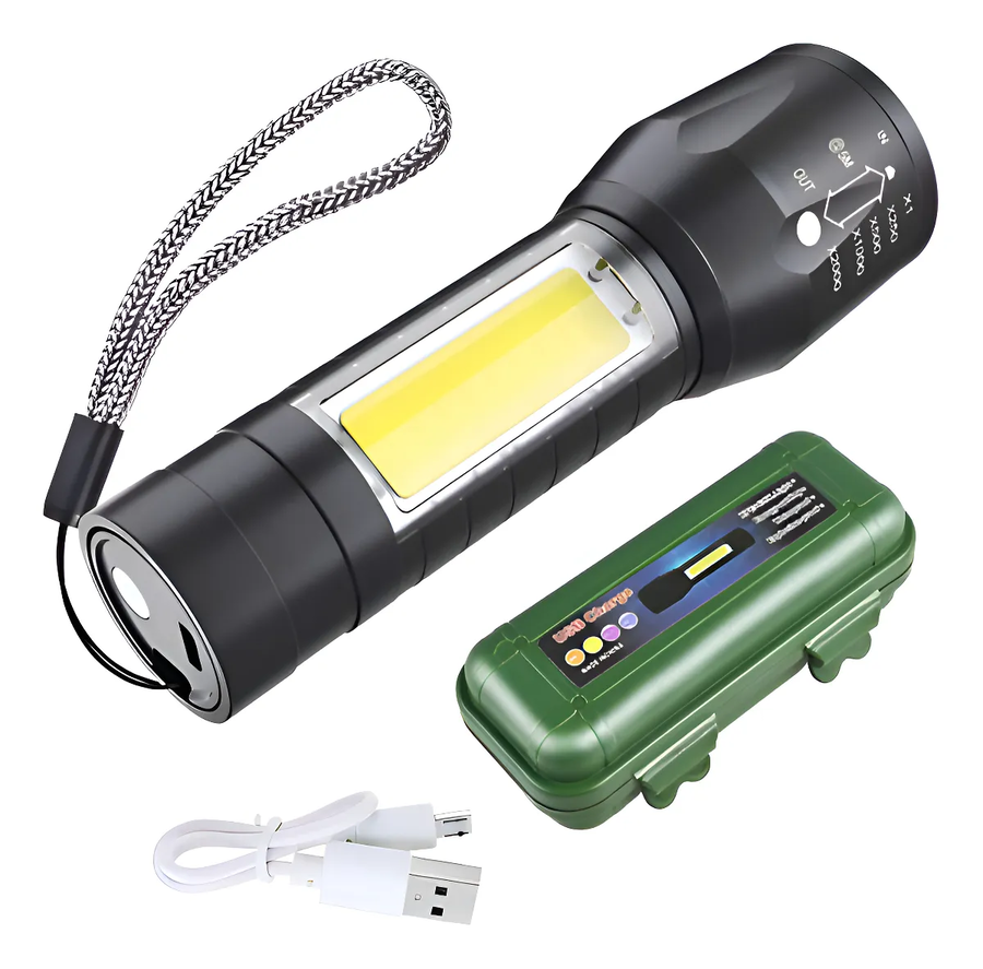 MINI LINTERNA LED DE MANO RECARGABLE USB GANCHO 525 CON ZOOM COLOR DE LA LINTERNA VERDE COLOR - 2