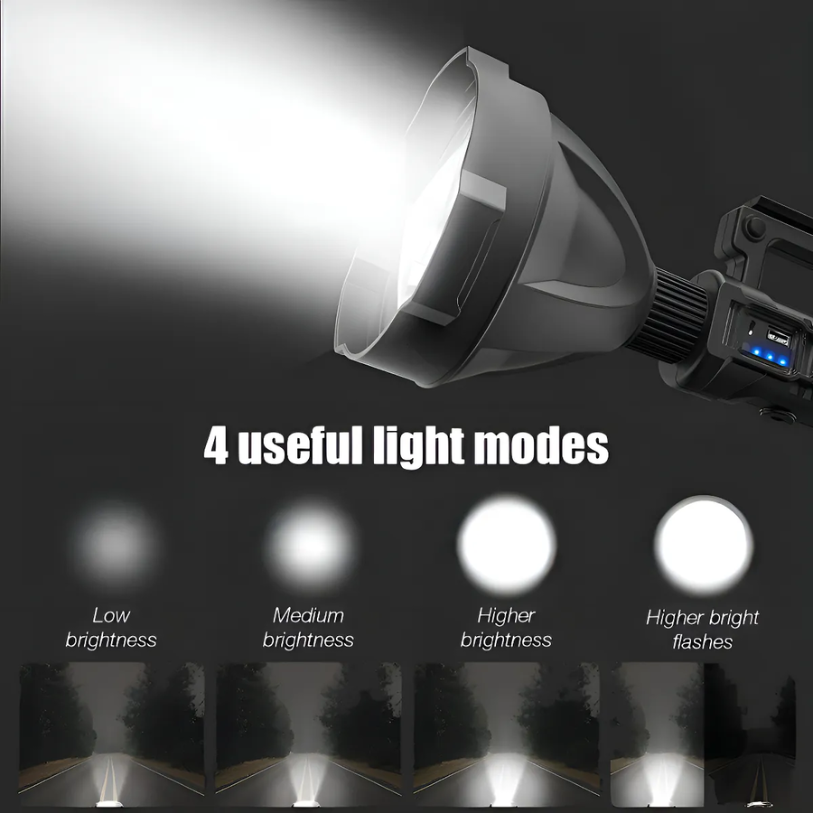 FOCO LINTERNA LED USB RECARGABLE + TRIPODE LARGO ALCANCE COLOR DE LA LINTERNA NEGRO COLOR DE LA - 2