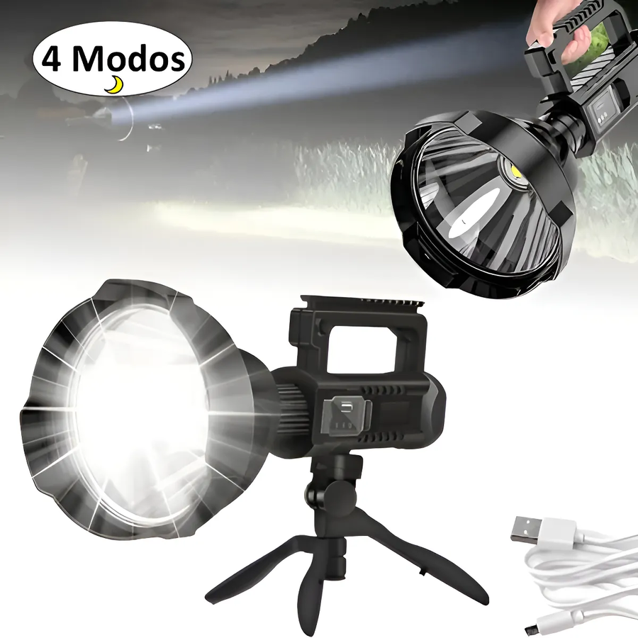 FOCO LINTERNA LED USB RECARGABLE + TRIPODE LARGO ALCANCE COLOR DE LA LINTERNA NEGRO COLOR DE LA - 3