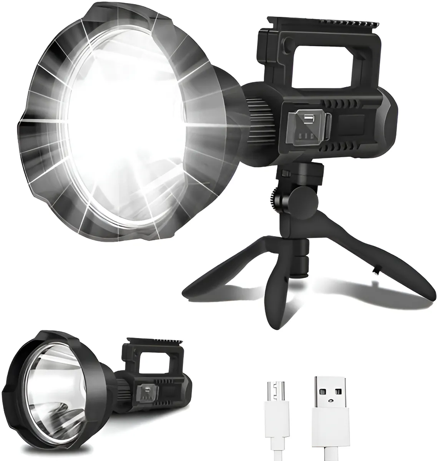 FOCO LINTERNA LED USB RECARGABLE + TRIPODE LARGO ALCANCE COLOR DE LA LINTERNA NEGRO COLOR DE LA - 4