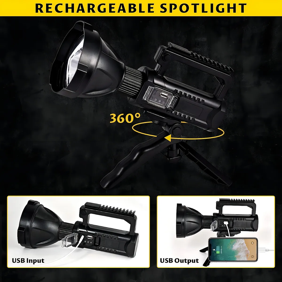 LINTERNA LED USB RECARGABLE ADKARPOTENTE CON TRIPODE COLOR DE LA LINTERNA NEGRO COLOR DE LA LUZ - 3