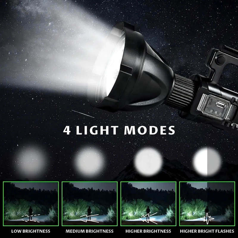 LINTERNA LED USB RECARGABLE ADKARPOTENTE CON TRIPODE COLOR DE LA LINTERNA NEGRO COLOR DE LA LUZ - 4
