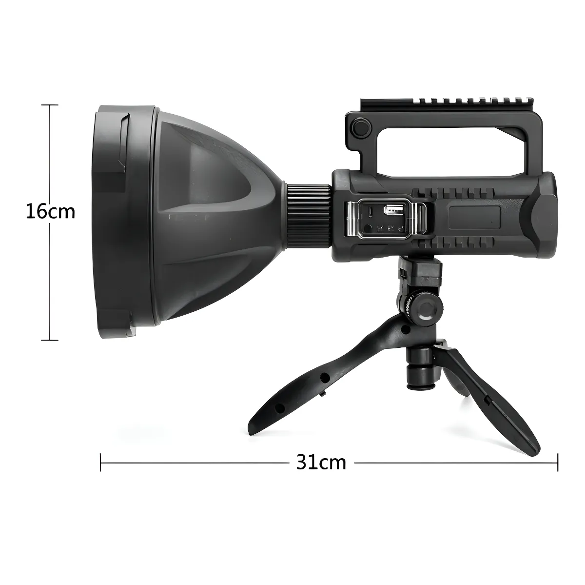 LINTERNA LED DE LARGO ALCANCE, FOCO, 600 METROS+USB+TRIPODE, COLOR DE LA LINTERNA: BLANCO, - 1