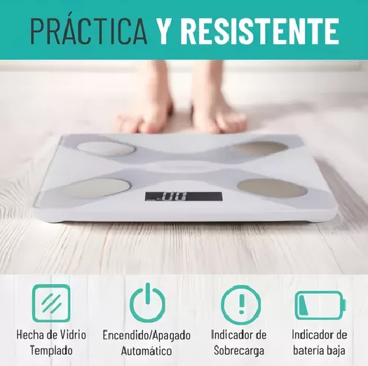 BALANZA PESA DIGITAL INTELIGENTE SMART APP BLUETOOTH EN COLOR EN COLOR BLANCO - 2