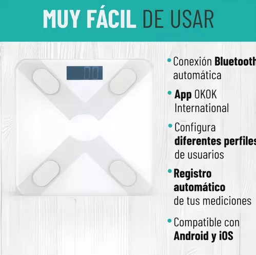 BALANZA PESA DIGITAL INTELIGENTE SMART APP BLUETOOTH EN COLOR EN COLOR BLANCO - 3