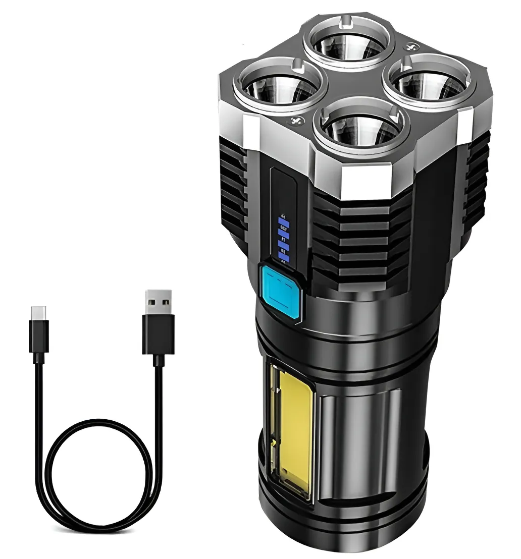 LINTERNA LED RECARGABLE CAMPING 4 FRECUENCIAS CABLE USB COLOR DE LA LINTERNA NEGRO COLOR DE LA - 2