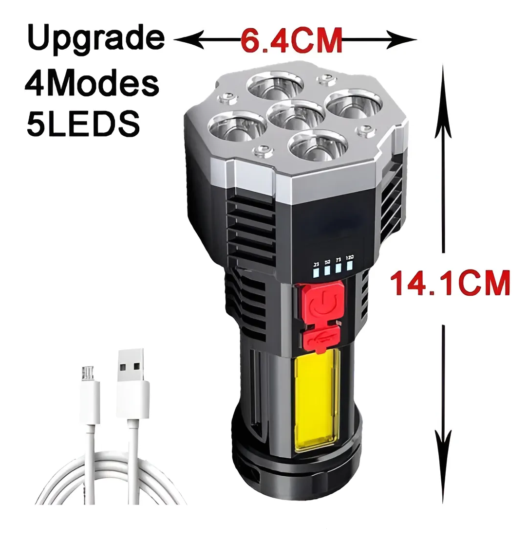 LINTERNA LED RECARGABLE CAMPING 4 FRECUENCIAS CABLE USB COLOR DE LA LINTERNA NEGRO COLOR DE LA - 4