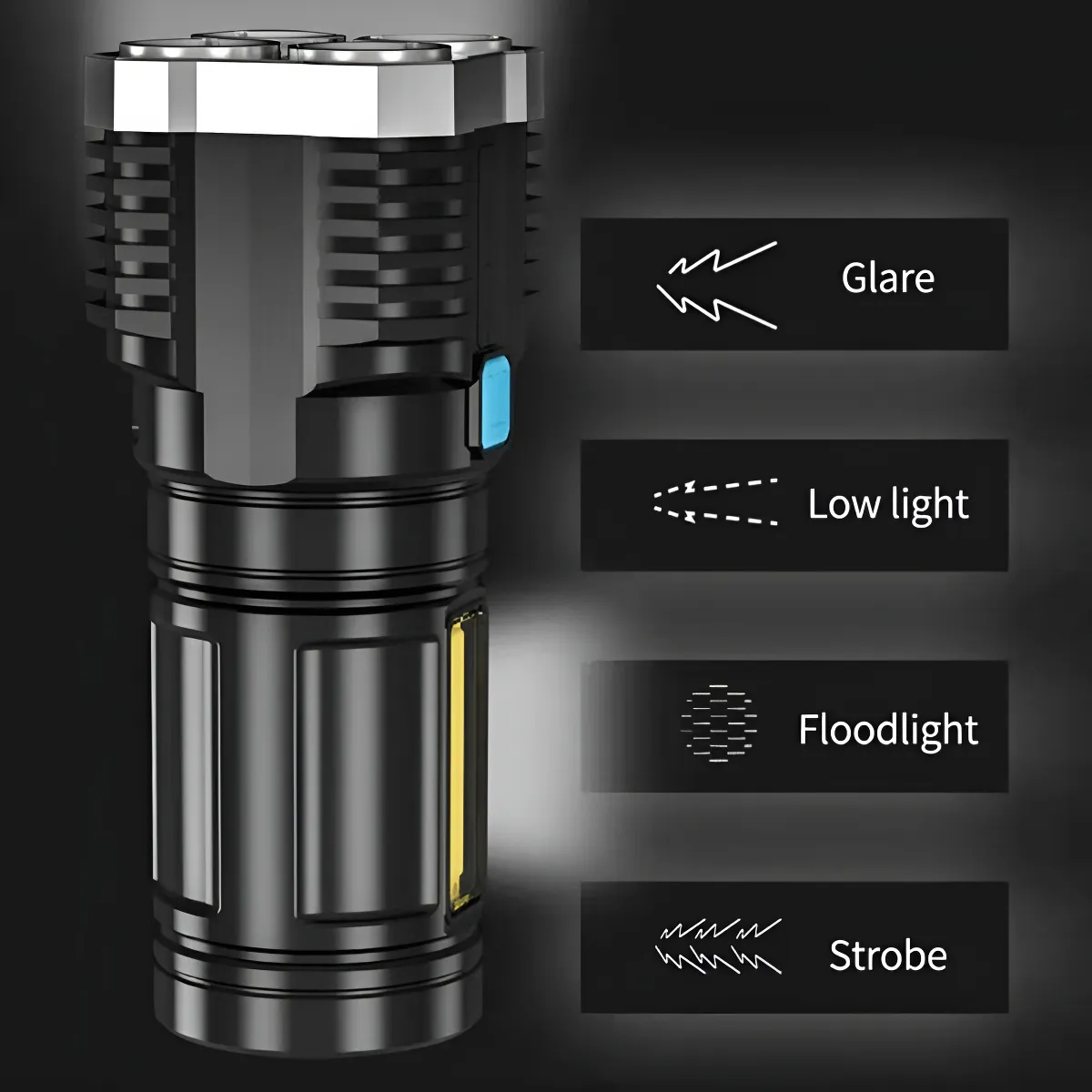 LINTERNA LED RECARGABLE CAMPING 4 FRECUENCIAS CABLE USB COLOR DE LA LINTERNA NEGRO COLOR DE LA - 5