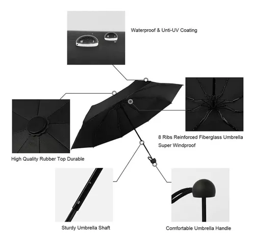 RAYOS UV MINI PARAGUA BOLSILLO SOMBRILLA PLEGABLE 8HUESOS AZ - 5