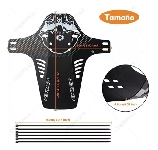 TAPABARRO BICICLETA MUD GUARD MTB CICLISMO EN COLOR NEGRO EN COLOR BLANCO - 3
