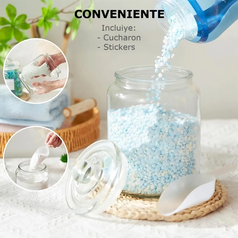 2 CONTENEDORES DE DETERGENTE 2LT CON CUCHARA Y ETIQUETAS FRASCOS VIDRIO CON TAPA HERMETICA PARA - 4