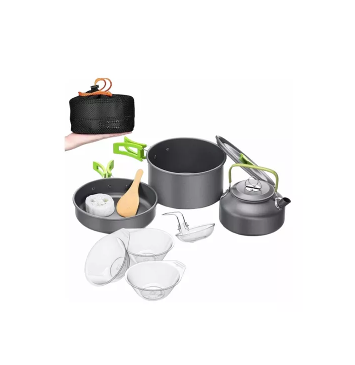 OLLAS Y TETERA LIGERA PORTABLE CAMPING GRIS - 4