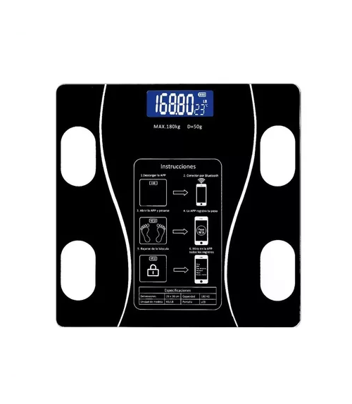 PESA DIGITAL DE BAÑO INTELIGENTE RECARGABLE BLUETOOTH APP EN COLOR NEGRO - 1