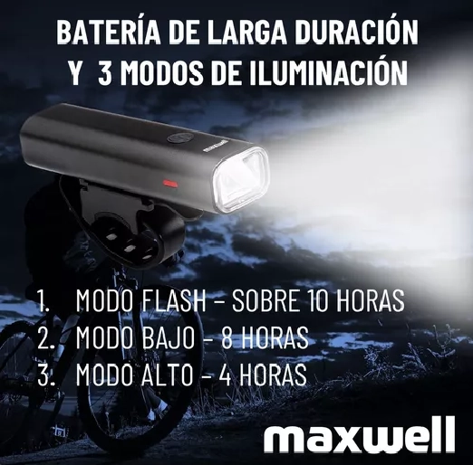 LUZ BICICLETA SET DELANTERA TRASERA USB IMPERMEABLE ALUMINIO EN COLOR NEGRO - 3