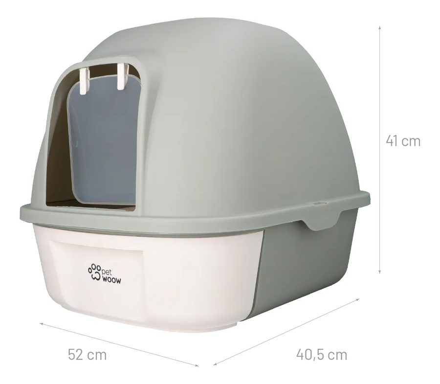 ARENERO SANITARIO GATOS CON PUERTA ABATIBLE GRIS 52X41X40,5 CM PETWOOW | ARENERO CERRADO PARA - 1