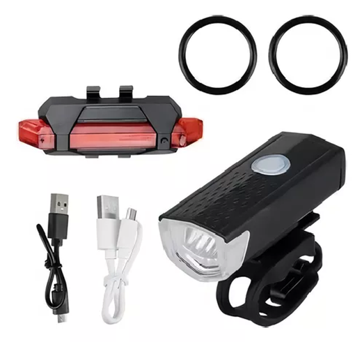 LAMPARAS RECARGABLES IMPERMEABLES PARA BICICLETA CON CLAXON EN COLOR NEGRO - 2