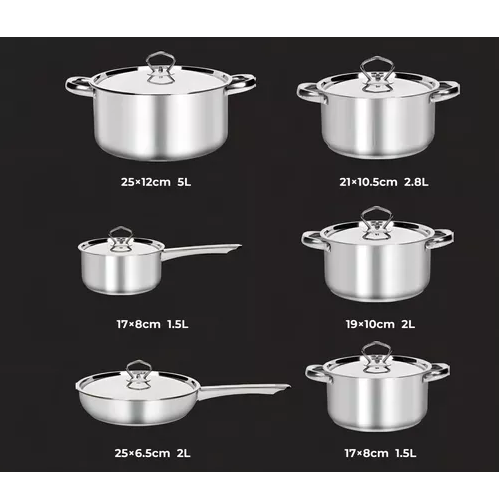 BATERIA DE COCINA DE 15 PIEZAS, ACERO INOXIDABLE, COLOR PLATEADO - 2