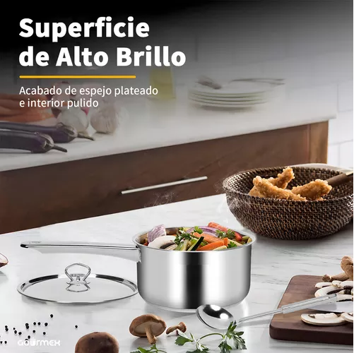 BATERIA DE COCINA DE 15 PIEZAS, ACERO INOXIDABLE, COLOR PLATEADO - 7