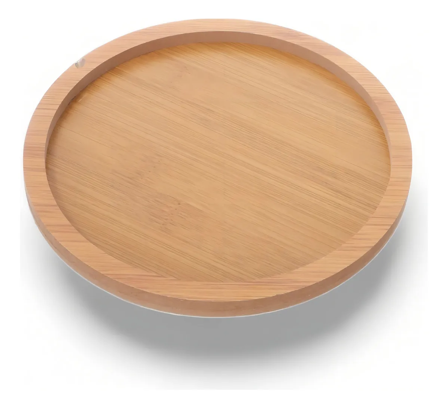 TABLA DE TRUPAN (MDF) PARA APERITIVOS, PACK DE 4, REDONDA, CON CANALETA. - 3