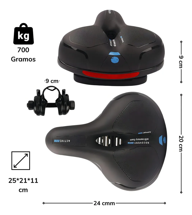 ASIENTO SILLIN DE BICICLETA AMPLIO ANTIPROSTATICO REFLECTANTE IMPERMEABLE SIN COSTURA CON - 1