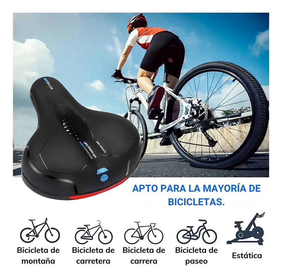 ASIENTO SILLIN DE BICICLETA AMPLIO ANTIPROSTATICO REFLECTANTE IMPERMEABLE SIN COSTURA CON - 4