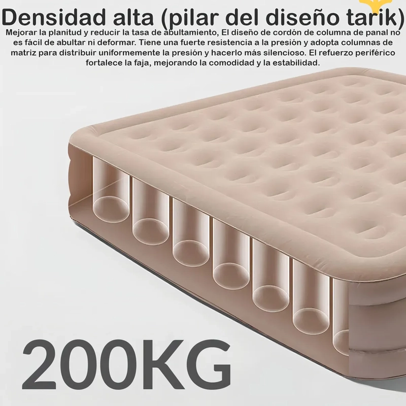 COLCHON INFLABLE ELE CTRICO INALAMBRICO 2 PLAZAS BOMBA RECARGABLE 203X152X45 CM MARCA BEITI - 2