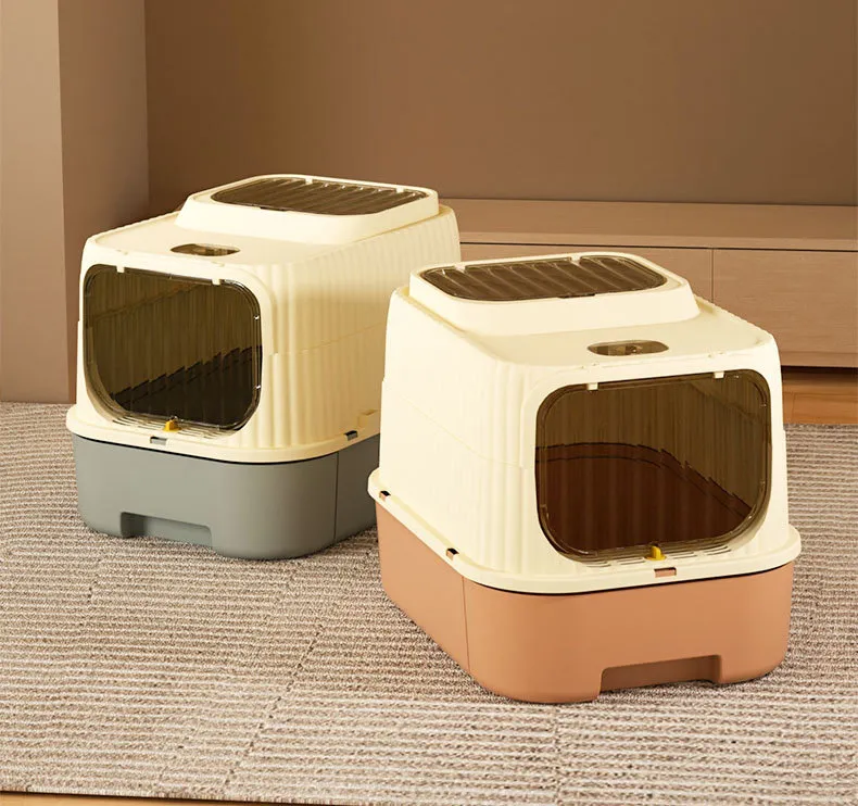 ARENERO PARA GATOS, 49×37×37CM GRANDE ARENERO CERRADO PLASTICO PARA GATO CON LUZ ULTRAVIOLETA Y - 6