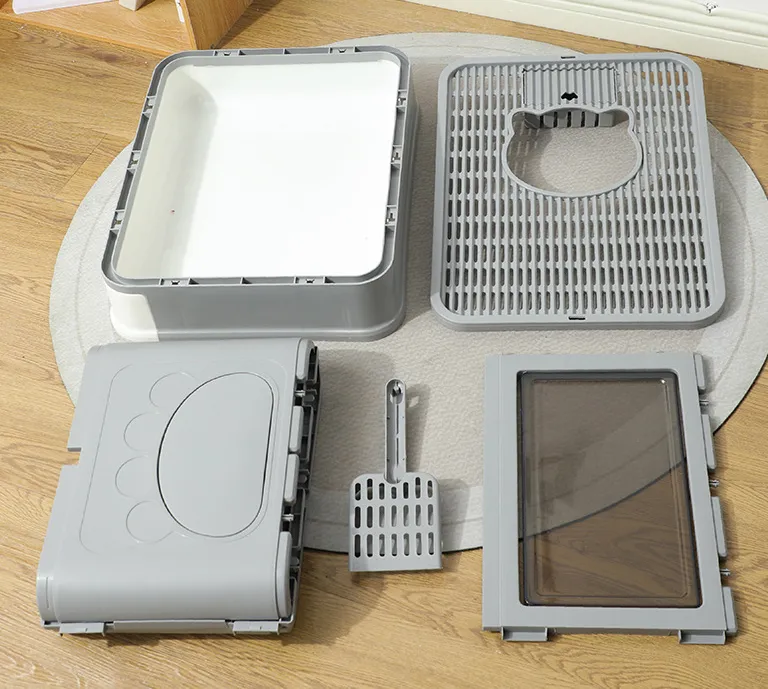 ARENERO PARA GATO CERRADA, CAJA DE ARENA PARA GATOS PLEGABLE CON TAPA, CON CUCHARA DE ARENA, - 1