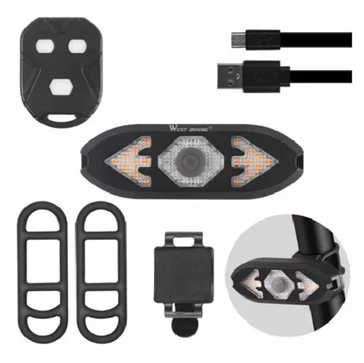 LUZ BICICLETA SET DELANTERA TRASERA USB MAXWELL IMPERMEABLE EN COLOR NEGRO - 4