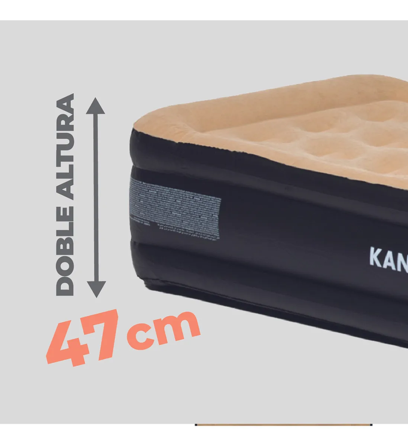 COLCHON INFLABLE ELE CTRICO KANO AUTOINFLABLE INDIVIDUAL COLOR BEIGE 1 PLAZA CAMA PARA CAMPING - 4