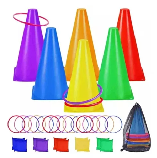 10 CONOS 10 AROS ENTRENAMIENTO AGILIDAD +10 BOLSAS DE ARENA SURTIDO - 2