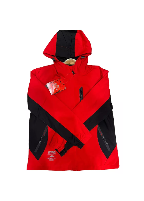 CHAQUETA CORTAVIENTO DEPORTIVA LIVIANA MICROPOLAR EN COLOR ROJO, TALLA XXL - 1