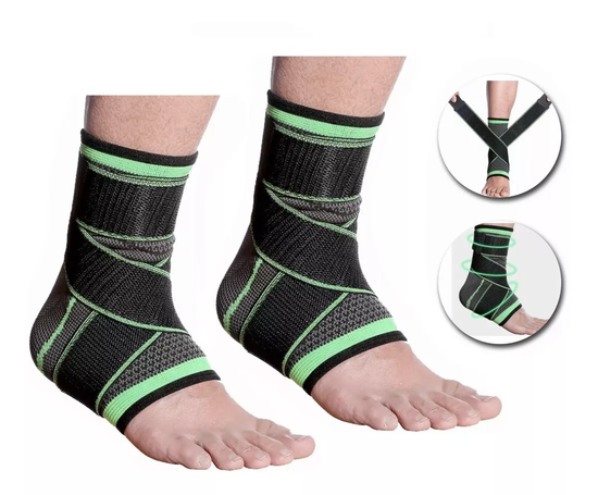 PACK X2 TOBILLERA VENDA ELASTICA ORTOPE DICA COMPRESION DOLOR EN COLOR EN COLOR NEGRO CON LINEAS - 2