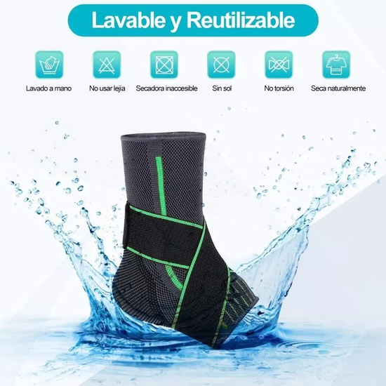 PACK X2 TOBILLERA VENDA ELASTICA ORTOPE DICA COMPRESION DOLOR EN COLOR EN COLOR NEGRO CON LINEAS - 3