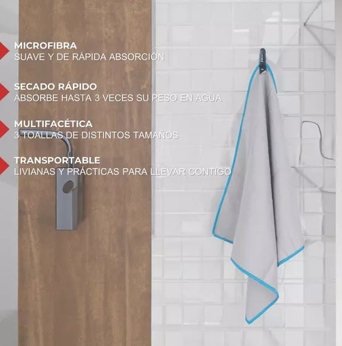 TOALLA MICROFIBRA FITNICS SECADO RAPIDO ESTUCHE VIAJE COLOR - 8