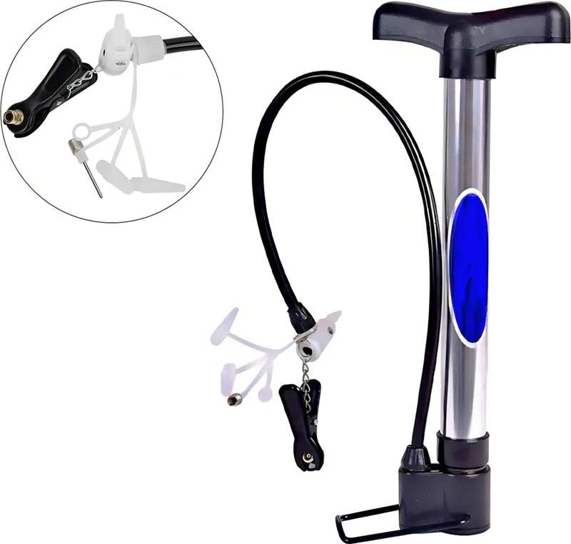 BOMBIN DE PIE MULTIUSO BOMBIN INFLADOR DE BICICLETA PELOTA BOMBA MANUALES ALUMINIO MANGO - 5