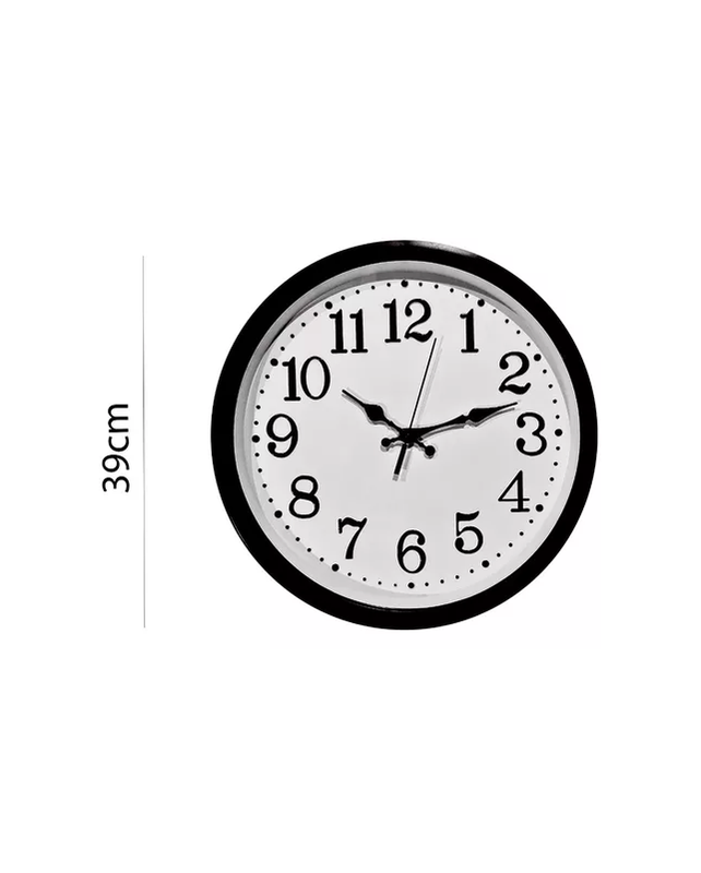 RELOJ DE PARED GRANDE REDONDO 39CM MURAL DECORATIVO SILENCIOSO EN COLOR NEGRO Y EN COLOR BLANCO - 4