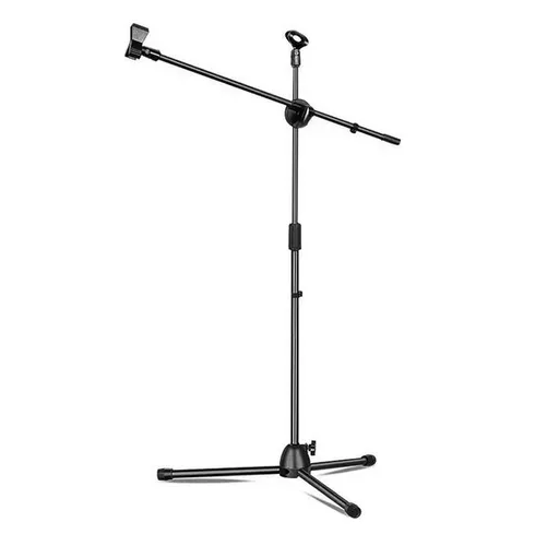ATRIL MICROFONO, SOPORTE PEDESTAL PROFESIONAL AJUSTABLE, COLOR EN COLOR NEGRO - 3